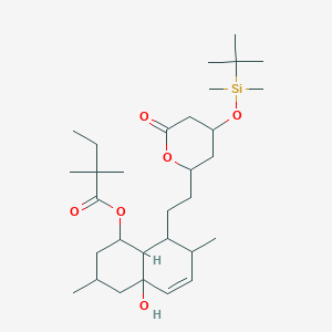 molecular formula C31H54O6Si B12099391 Butanoic acid, 2,2-dimethyl-, 8-[2-[4-[[(1,1-dimethylethyl)dimethylsilyl]oxy]tetrahydro-6-oxo-2H-pyran-2-yl]ethyl]-1,2,3,4,4a,7,8,8a-octahydro-4a-hydroxy-3,7-dimethyl-1-naphthalenyl ester, [1S-[1alpha,3alpha,4aalpha,7beta,8beta(2S*,4S*),8abeta]]-(9CI) 