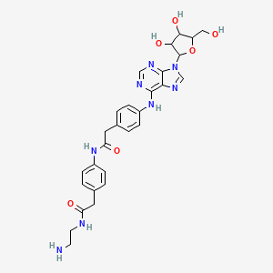 molecular formula C28H32N8O6 B1209940 N-(2-aminoethyl)-2-[4-[[2-[4-[[9-[3,4-dihydroxy-5-(hydroxymethyl)oxolan-2-yl]purin-6-yl]amino]phenyl]acetyl]amino]phenyl]acetamide 