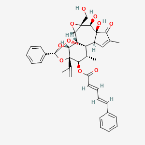 molecular formula C38H38O10 B1209941 Daphnetoxin, 12-[(1-oxo-5-phenyl-2,4-pentadienyl)oxy]-, [12beta(E,E)]- CAS No. 34807-41-5