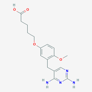 molecular formula C17H22N4O4 B1209950 2,4-Diamino-5-[2-Methoxy-5-(4-Carboxybutyloxy)benzyl]pyrimidine 