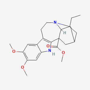 molecular formula C23H30N2O4 B1209951 18-Carbomethoxy-12,13-dimethoxyibogamine 
