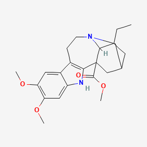 molecular formula C23H30N2O4 B1209951 Methyl 17-ethyl-6,7-dimethoxy-3,13-diazapentacyclo[13.3.1.02,10.04,9.013,18]nonadeca-2(10),4,6,8-tetraene-1-carboxylate 