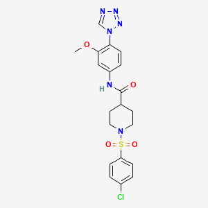 molecular formula C20H21ClN6O4S B1209959 1-(4-chlorophenyl)sulfonyl-N-[3-methoxy-4-(1-tetrazolyl)phenyl]-4-piperidinecarboxamide 