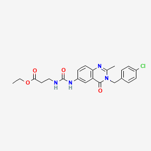molecular formula C22H23ClN4O4 B1209965 3-[[[[3-[(4-Chlorophenyl)methyl]-2-methyl-4-oxo-6-quinazolinyl]amino]-oxomethyl]amino]propanoic acid ethyl ester 