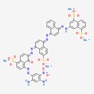 molecular formula C46H27N11Na4O15S4 B12099681 tetrasodium;3-[(2E)-2-[(4E)-4-[(E)-[(4Z)-4-[(E)-[8-[(2,4-diamino-5-nitrophenyl)diazenyl]-1-oxo-5-sulfonatonaphthalen-2-ylidene]hydrazinylidene]-6-sulfonatonaphthalen-1-ylidene]hydrazinylidene]naphthalen-1-ylidene]hydrazinyl]naphthalene-1,5-disulfonate 