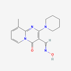 9-Methyl-4-oxo-2-(1-piperidinyl)-3-pyrido[1,2-a]pyrimidinecarboxaldehyde oxime