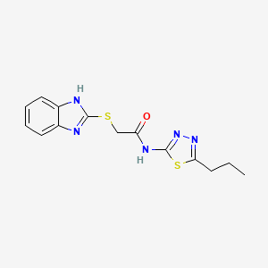 molecular formula C14H15N5OS2 B1209975 2-(1H-benzimidazol-2-ylthio)-N-(5-propyl-1,3,4-thiadiazol-2-yl)acetamide 
