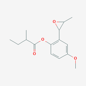 molecular formula C15H20O4 B1209977 Butanoic acid, 2-methyl-, 4-methoxy-2-(3-methyloxiranyl)phenyl ester CAS No. 97180-28-4