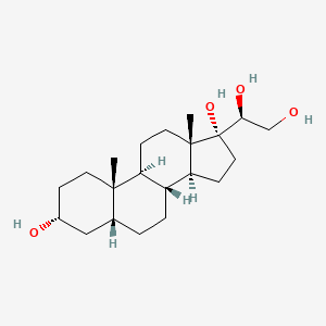 molecular formula C21H36O4 B1209981 (3R,5R,8R,9S,10S,13S,14S,17R)-17-[(1S)-1,2-dihydroxyethyl]-10,13-dimethyl-1,2,3,4,5,6,7,8,9,11,12,14,15,16-tetradecahydrocyclopenta[a]phenanthrene-3,17-diol CAS No. 3615-89-2