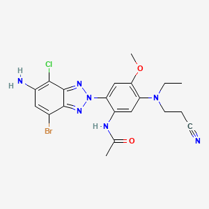 molecular formula C20H21BrClN7O2 B1209985 2-(2-(Acetylamino)-4-(N-(2-cyanoethyl)ethylamino)-5-methoxyphenyl)-5-amino-7-bromo-4-chloro-2H-benzotriazole CAS No. 215245-16-2