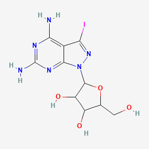 molecular formula C10H13IN6O4 B12100075 4,6-Diamino-3-iodo-1-(b-D-ribofuranosyl)-1H-pyrazolo[3,4-d]pyrimidine 