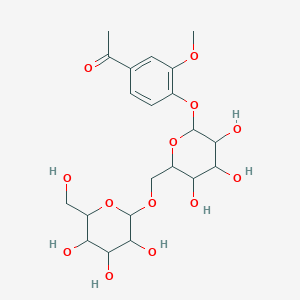 molecular formula C21H30O13 B12100149 1-[3-Methoxy-4-[3,4,5-trihydroxy-6-[[3,4,5-trihydroxy-6-(hydroxymethyl)oxan-2-yl]oxymethyl]oxan-2-yl]oxyphenyl]ethanone 