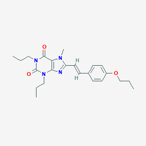 molecular formula C23H30N4O3 B121002 (E)-7-Methyl-8-(4-propoxystyryl)-1,3-dipropylxanthine CAS No. 151539-44-5