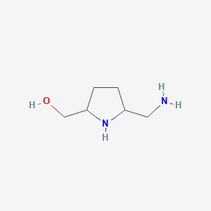 molecular formula C6H14N2O B12100312 (5-(Aminomethyl)pyrrolidin-2-yl)methanol 