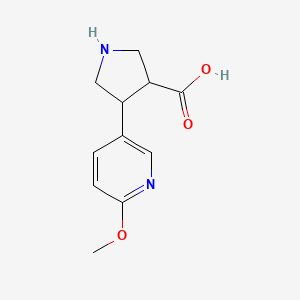 molecular formula C11H14N2O3 B12100368 4-(6-Methoxy-3-pyridinyl)-3-pyrrolidinecarboxylic acid CAS No. 1048330-63-7