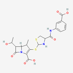 molecular formula C21H23N3O7S2 B1210064 3-[4-[(3-Carboxyphenyl)carbamoyl]thiazolidin-2-yl]sulfanyl-6-(1-hydroxyethyl)-4-methyl-7-oxo-1-azabicyclo[3.2.0]hept-2-ene-2-carboxylic acid 