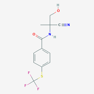 molecular formula C12H11F3N2O2S B12100664 N-(2-Cyano-1-hydroxypropan-2-yl)-4-((trifluoromethyl)thio)benzamide 