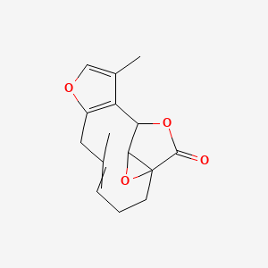 molecular formula C15H16O4 B1210069 5,10-二甲基-8,14,16-三氧杂四环[10.2.2.01,13.07,11]十六烷-4,7(11),9-三烯-15-酮 