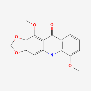 molecular formula C17H15NO5 B1210071 1,3-Dioxolo[4,5-b]acridin-10(5H)-one, 6,11-dimethoxy-5-methyl- 