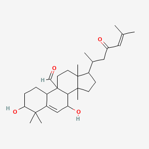 molecular formula C30H46O4 B12100758 3,7-dihydroxy-4,4,13,14-tetramethyl-17-(6-methyl-4-oxohept-5-en-2-yl)-2,3,7,8,10,11,12,15,16,17-decahydro-1H-cyclopenta[a]phenanthrene-9-carbaldehyde 