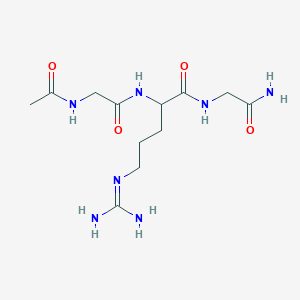 molecular formula C12H23N7O4 B12101027 2-[(2-acetamidoacetyl)amino]-N-(2-amino-2-oxoethyl)-5-(diaminomethylideneamino)pentanamide 
