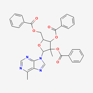 molecular formula C33H28N4O7 B12101186 9-(2',3',5'-Tri-O-benzoyl-2'-C-methyl-b-D-ribofuranosyl)6-methylpurine 
