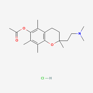 molecular formula C19H30ClNO3 B1210120 [2-[2-(Dimethylamino)ethyl]-2,5,7,8-tetramethyl-3,4-dihydrochromen-6-yl] acetate;hydrochloride CAS No. 128008-98-0