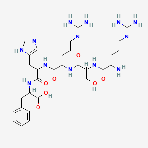 molecular formula C30H47N13O7 B12101289 2-[[2-[[2-[[2-[[2-amino-5-(diaminomethylideneamino)pentanoyl]amino]-3-hydroxypropanoyl]amino]-5-(diaminomethylideneamino)pentanoyl]amino]-3-(1H-imidazol-5-yl)propanoyl]amino]-3-phenylpropanoic acid 