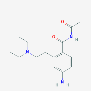 molecular formula C16H25N3O2 B1210136 Benzamide, 4-amino-2-(2-(diethylamino)ethyl)-N-(1-oxopropyl)- CAS No. 67635-46-5