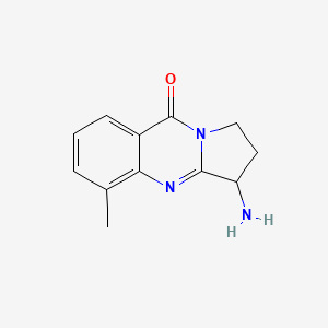 molecular formula C12H13N3O B12101479 3-amino-5-methyl-1H,2H,3H,9H-pyrrolo[2,1-b]quinazolin-9-one 
