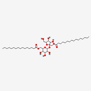 molecular formula C44H82O13 B12101494 beta-D-Fructofuranosyl alpha-D-glucopyranoside dihexadecanoate CAS No. 25637-97-2