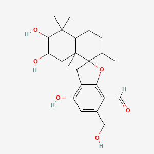 molecular formula C23H32O6 B1210157 2,3,4'-trihydroxy-6'-(hydroxymethyl)-4,4,7,8a-tetramethylspiro[2,3,4a,5,6,7-hexahydro-1H-naphthalene-8,2'-3H-1-benzofuran]-7'-carbaldehyde CAS No. 159121-97-8