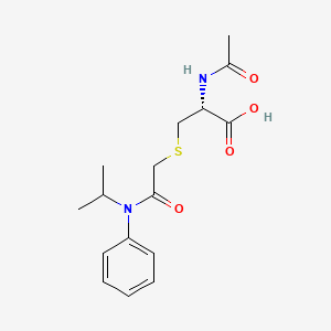 molecular formula C16H22N2O4S B1210167 L-Cysteine, N-acetyl-S-(2-((1-methylethyl)phenylamino)-2-oxoethyl)- CAS No. 58403-00-2