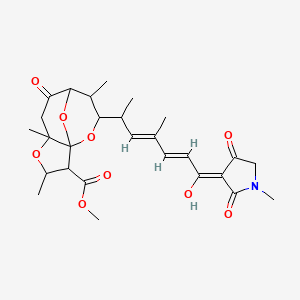 molecular formula C27H35NO9 B12101809 methyl 10-[(3E,5E,7Z)-7-hydroxy-4-methyl-7-(1-methyl-2,4-dioxopyrrolidin-3-ylidene)hepta-3,5-dien-2-yl]-3,5,9-trimethyl-7-oxo-4,11,12-trioxatricyclo[6.3.1.01,5]dodecane-2-carboxylate 