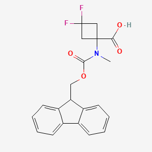 molecular formula C21H19F2NO4 B12101879 1-((((9H-Fluoren-9-yl)methoxy)carbonyl)(methyl)amino)-3,3-difluorocyclobutane-1-carboxylic acid CAS No. 2296988-69-5