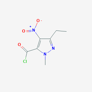 molecular formula C7H8ClN3O3 B12101951 1H-Pyrazole-5-carbonyl chloride, 3-ethyl-1-methyl-4-nitro- CAS No. 26381-81-7