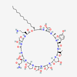 molecular formula C71H116N14O23 B1210214 D-alloThr-L-D-Ala-Tyr-L-Val-Trans-4OH-L-Pro-D-allo Thr-L-Thr-Trans-3OH-L-Pro-Threo-3OH-L-Gln-D-allo Thr-L-Orn CAS No. 174778-71-3
