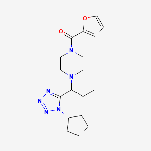 molecular formula C18H26N6O2 B1210218 [4-[1-(1-环戊基-5-四唑基)丙基]-1-哌嗪基]-(2-呋喃基)甲酮 