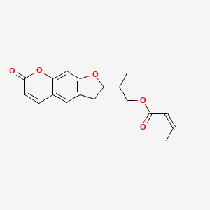 molecular formula C19H20O5 B12102306 2-(7-Oxo-2,3-dihydrofuro[3,2-g]chromen-2-yl)propyl 3-methylbut-2-enoate 