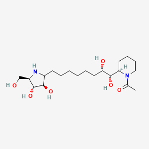 molecular formula C20H38N2O6 B1210232 1-[(2R)-2-[(1S,2S)-8-[(3R,4R,5R)-3,4-dihydroxy-5-(hydroxymethyl)pyrrolidin-2-yl]-1,2-dihydroxyoctyl]piperidin-1-yl]ethanone CAS No. 215117-10-5