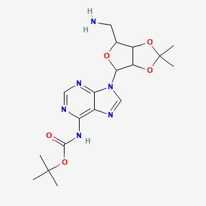 molecular formula C18H26N6O5 B12102417 tert-butyl 9-((3aR,4R,6R,6aR)-6-(aminomethyl)-2,2-dimethyltetrahydrofuro[3,4-d][1,3]dioxol-4-yl)-9H-purin-6-ylcarbamate 