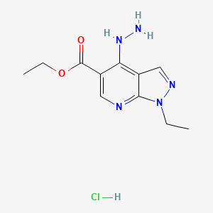 1-Ethyl-4-hydrazino-lH-pyrazolo-(3,4-b)-pyridine-5-carboxylic acid ethyl ester hydrochloride