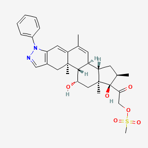 molecular formula C31H38N2O6S B1210262 Deacylcortivazol 21-mesylate CAS No. 50630-90-5