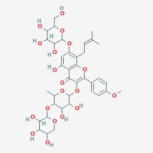 molecular formula C38H48O19 B12102713 3-[3,4-Dihydroxy-6-methyl-5-(3,4,5-trihydroxyoxan-2-yl)oxyoxan-2-yl]oxy-5-hydroxy-2-(4-methoxyphenyl)-8-(3-methylbut-2-enyl)-7-[3,4,5-trihydroxy-6-(hydroxymethyl)oxan-2-yl]oxychromen-4-one 