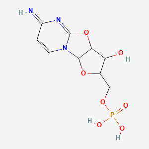molecular formula C9H12N3O7P B12102720 (5-Hydroxy-10-imino-3,7-dioxa-1,9-diazatricyclo[6.4.0.02,6]dodeca-8,11-dien-4-yl)methyl dihydrogen phosphate 