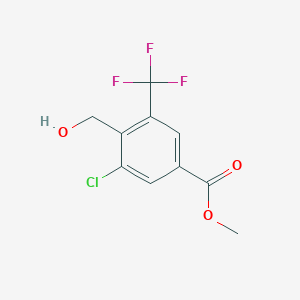 molecular formula C10H8ClF3O3 B12102721 Methyl 3-chloro-4-(hydroxymethyl)-5-(trifluoromethyl)benzoate 