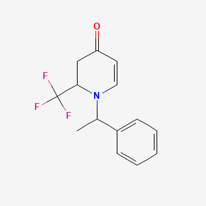 molecular formula C14H14F3NO B12102752 (R)-1-((R)-1-Phenylethyl)-2-(trifluoromethyl)-2,3-dihydropyridin-4(1H)-one 