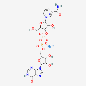 molecular formula C21H25N6NaO15P2 B12103207 sodium;[5-(3-carbamoylpyridin-1-ium-1-yl)-4-hydroxy-2-(hydroxymethyl)oxolan-3-yl] [[3,4-dihydroxy-5-(6-oxo-1H-purin-9-yl)oxolan-2-yl]methoxy-oxidophosphoryl] phosphate 
