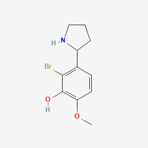 molecular formula C11H14BrNO2 B12103229 3-((2S)Pyrrolidin-2-YL)-2-bromo-6-methoxyphenol 