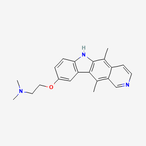 molecular formula C21H23N3O B1210323 2-((5,11-Dimethyl-6H-pyrido[4,3-b]carbazol-9-yl)oxy)-N,N-dimethylethanamine 